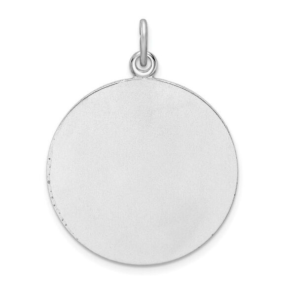 Sterling Silver Rhodium-Plated Blk Enamel St Christopher Pendant, 24mm